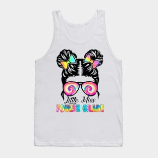 Little Miss Fourth Grade Messy Bun Girl Back To School Tank Top